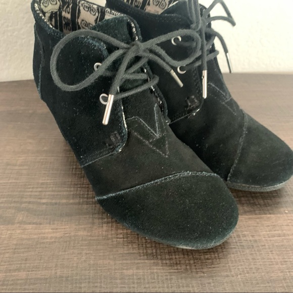 TOMS 380515 Boots Black Desert Wedge Ankle Booties size 7 - Picture 8 of 12